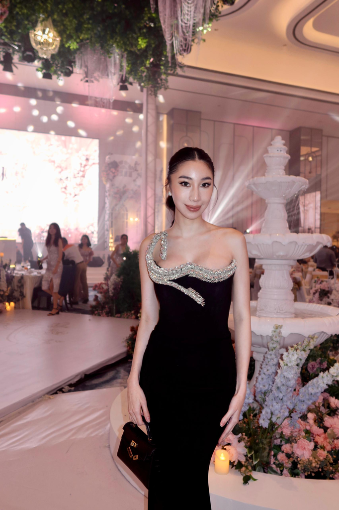 ALBINA DYLA EMBELLISHED LONG CORSET DRESS in Black