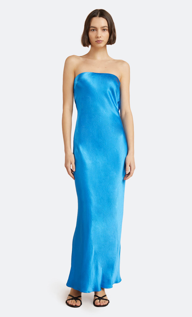 BEC + BRIDGE MOON DANCE STRAPLESS DRESS in Blue
