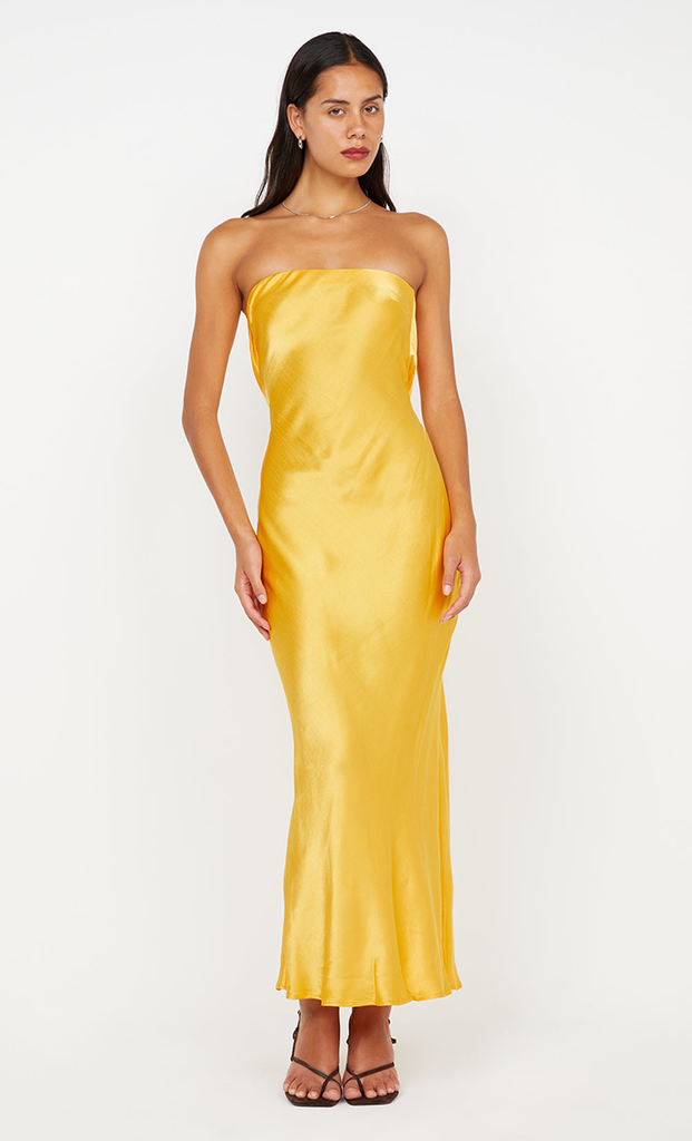 BEC + BRIDGE MOON DANCE STRAPLESS DRESS in Yellow