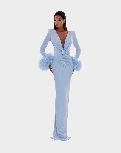 ALBINA DYLA LONG DRESS WITH NECKLINE