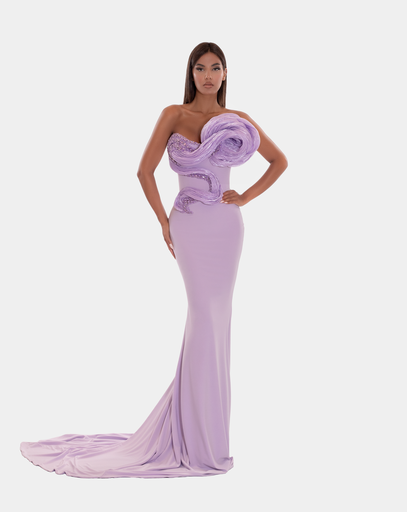 ALBINA DYLA EMBELLISHED LONG CORSET DRESS in Purple